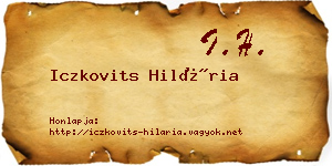 Iczkovits Hilária névjegykártya